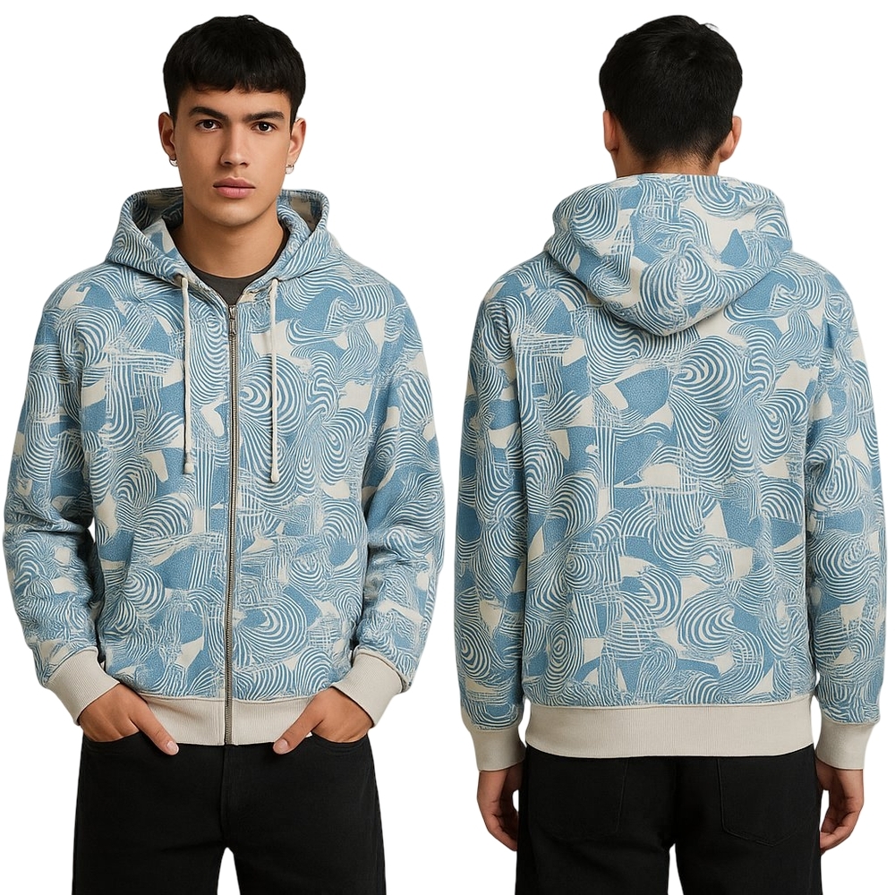 SAPPHIRE LOUNGE Hoodie Mens Large Blue White Graphic Y2K Streetwear Hip Hop